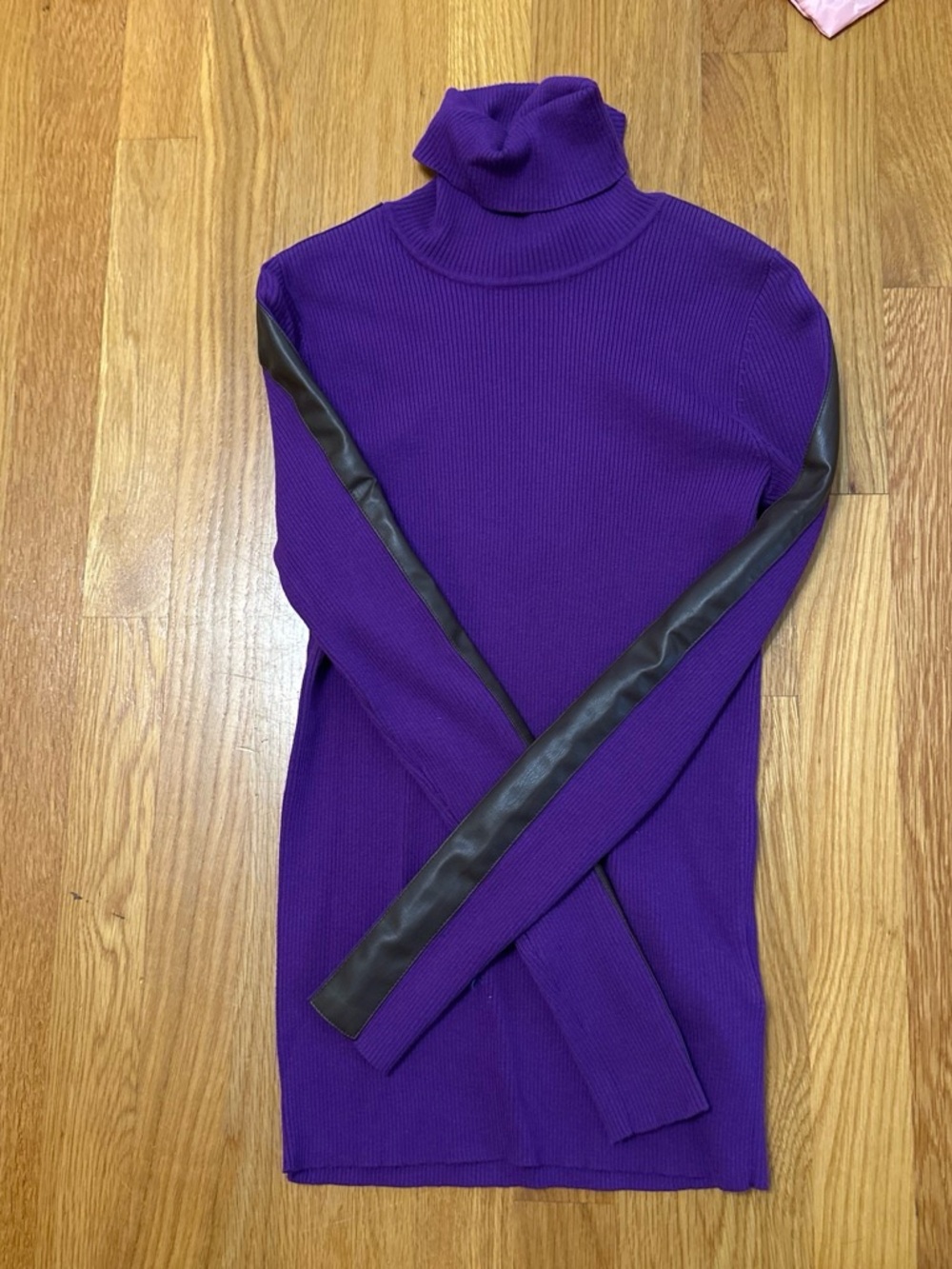 Ralph Lauren Women's Purple Turtleneck Sweater with Black Trim
